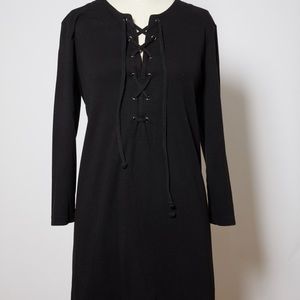 Free People black knit lace up mini dress